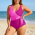 thumbnail image 2 of ZXLBBD Women's Swimsuits Plus Size High Waisted Adjustable Waist Color Patchwork One Piece Swimsuit Comfort Casual Holiday Beach Pool, 2 of 4