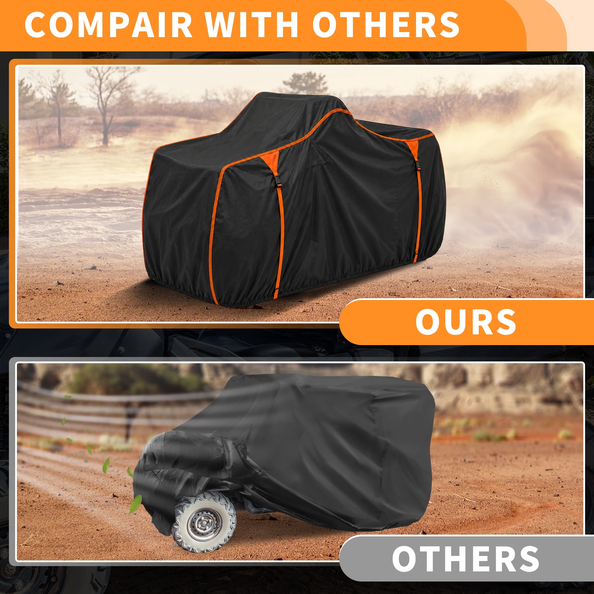 Unique Bargains ATV Cover for Can-Am Outlander 400 Waterproof Protection Black Orange