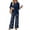 Dark Blue, variant on Outfits for Women 2 Piece Sets 3/4 Length Sleeve Tops and Wide Leg Pants Lounge Sets Airport Beach Vacation Clothes