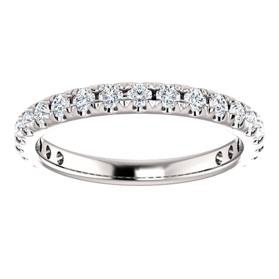 Pompeii 5/8 cttw Diamond Wedding Ring Womens Stackable French Set 14k White Gold Band
