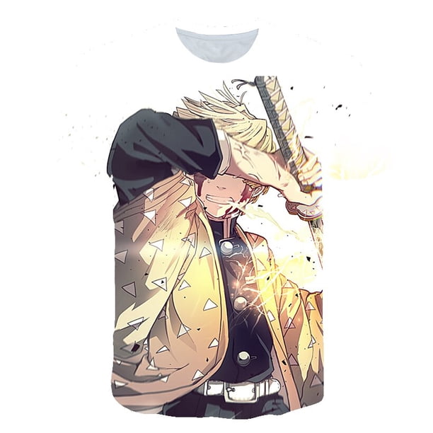 Camisetas de Demon Slayer de cuello redondo para niños, camisetas de manga corta de verano para niños y niñas, camisetas de ocio con estampado 3D de Anime Tees5T Gao Jinjia LED