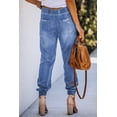 thumbnail image 3 of Joggers en Denim Bleu Ciel pour Femmes avec Poches, Effet Usé, 3 of 14