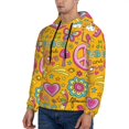 thumbnail image 3 of Wukai Peace Love and Dove Flower Power Print Men Hoodies Fleece Sweatshirts Long Sleeve Sweaters Pullover Fall Outfits Winter Clothes-Small, 3 of 7