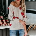 thumbnail image 2 of 2023 Womens Long Sleeve V Neck Sweater Blouses T Shirt heart Print Sexy Casual Tops Tee Loose Elegant Shirts, 2 of 8