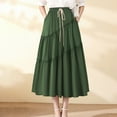 thumbnail image 2 of Fgnfyis Women's Solid High Waist Mid Length Bohemian Style Dress A-Line Pleated Flowing Skirt for a Relaxed Green XXL, 2 of 3