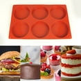 thumbnail image 5 of 2 Pcs Large Silicone Molds for Baking, 6-Cavity Round Silicone Baking Mold, Non-Stick 4" Baking Disc Molds for Whoopie Pie, Egg Pan,Muffin, Candy, Soap, Hamburger, Resin Coasters (Red), 5 of 5