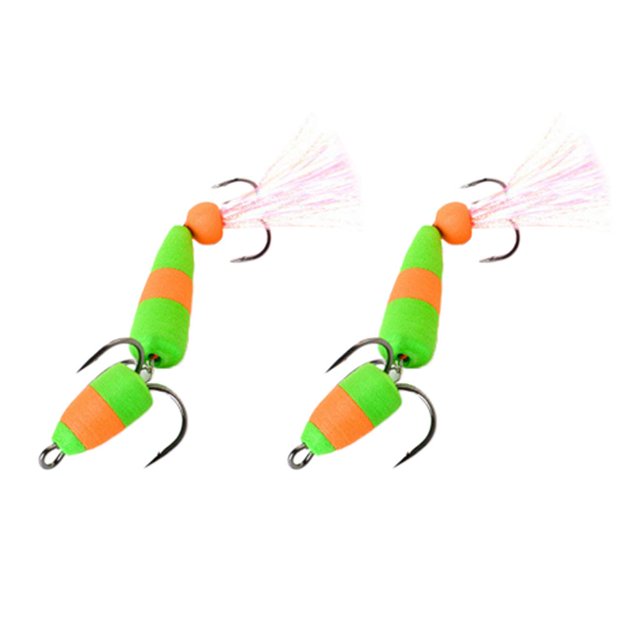Señuelos de pesca kusrkot 2 uds cebos flotantes 2 anzuelos triples 002