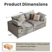 The Magic Home 79 Sofa Couch, Cloud Modular Sectional Sofa, Linen Loveseat Modern Comfy Cloud Sofa for Living Room, Apartment, Small Space, Washable Replaceable Covers, 2 Seater Grey Couch