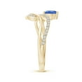 thumbnail image 3 of ANGARA Natural Tanzanite and Diamond Bypass Ring with Leaf Motif in 14K Yellow Gold for Women (Size-6x4mm) | December Birthstone, Anniversary, Jewelry Gift for Women | Natural Tanzanite Ring, 3 of 9