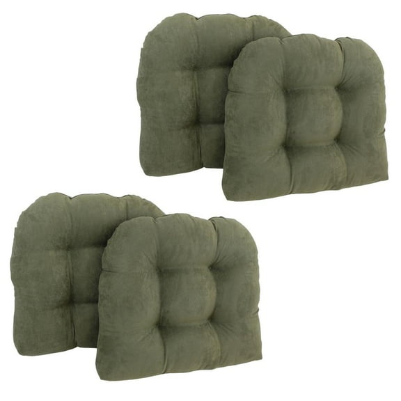 19-inch U-Shaped Micro Suede Tufted Dining Chair Cushions (Set of 4) - Sage