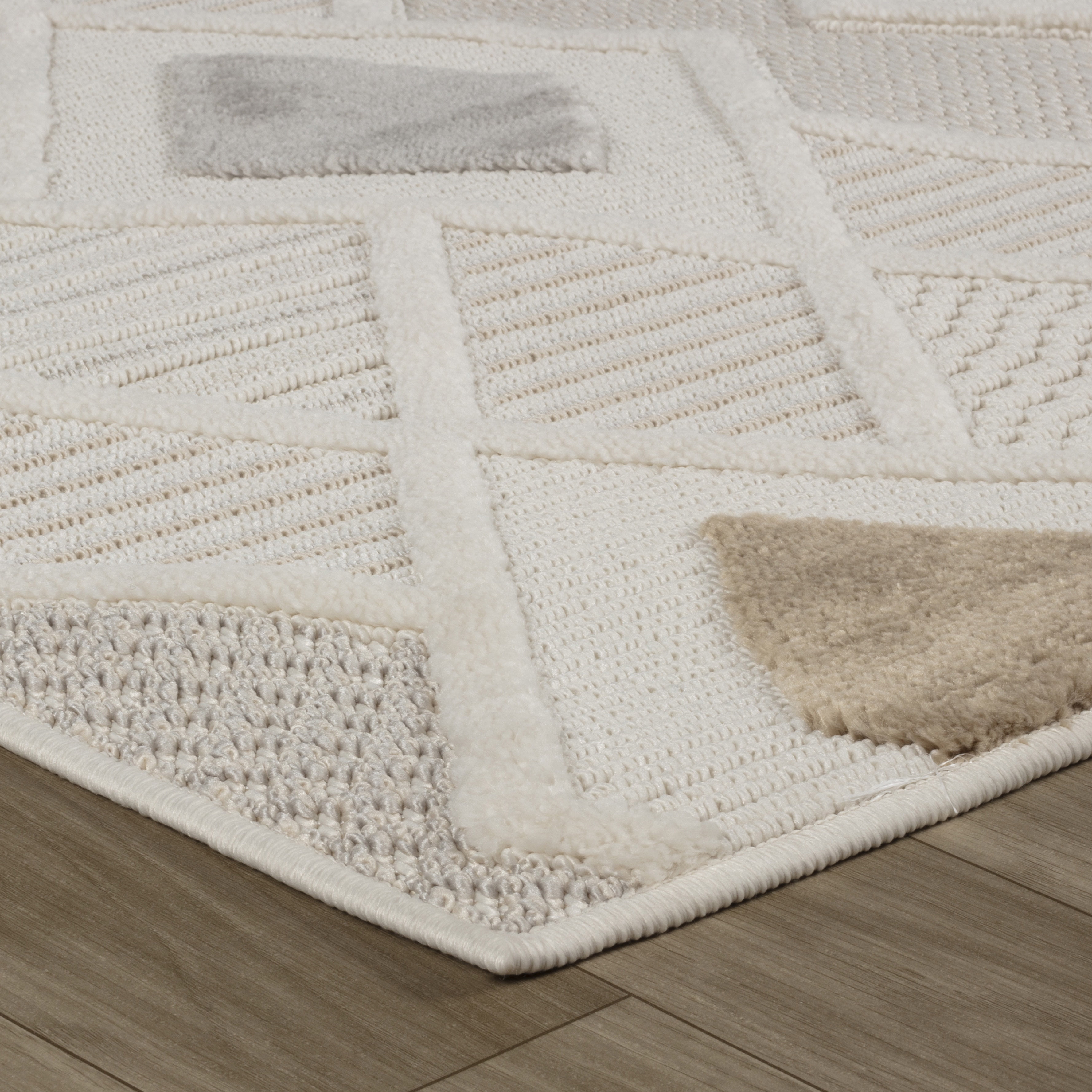 Rug Branch Maison Geometric Indoor Area Rug, Cream Beige, Modern - Living Room, Bedroom, Dining Room, and Kitchen