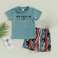thumbnail image 2 of Otqutp Cute Clothing Sets for Toddler Little Boys Short Sleeved Letter T Shirt Cactus Shorts Casual Suit Handsome Sports Children, 2 of 9