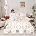 thumbnail image 4 of Manfei Modern Geometric Line Full Size Comforter Sets, Triangle Bedding Comforter Set, Beige White, Reversible 3pcs, 1 Comforter and 2 Pillowcases, 4 of 6