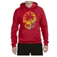 thumbnail image 2 of Tropical Palm Trees Silhouettes with Sunset | Mens Pop Culture Hooded Sweatshirt Graphic Hoodie, Red, 2XL, 2 of 4