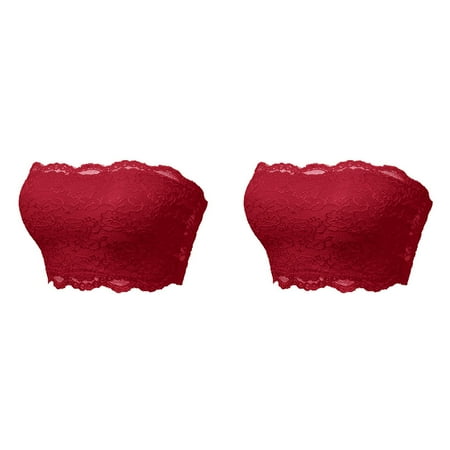 2 Pack Ladies Seamless Tube Top Lace Beauty Back Chest Wrapping Underwear Skin Tone Body Suit for Women Pack of Tube Tops Neon Tube Tops plus Size Strapless Tube Top Lace Shirt Cover Long Crop Top
