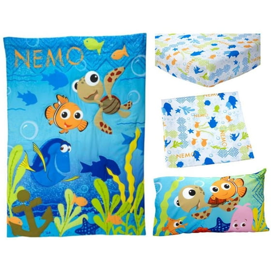 Disney Nemo 3 Piece Toddler Bedding Set With Bonus Matching Pillow Case