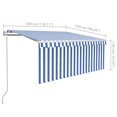 thumbnail image 4 of vidaXL Auvent Rétractable Automatique avec Store 3x2.5m Bleu&Blanc, 4 of 5