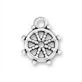 thumbnail image 1 of Sterling Silver 18" Unisex 1.5mm Box Chain Small Captains Boat Ship Steering Wheel Pendant Necklace, 1 of 2