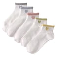 thumbnail image 4 of AirLoni Low Cut Socks Women Cute Heart Embroidery Striped Cuff Ankle Socks Soft Cotton Blend Breathable Absorbent Reinforced Heel Toe Casual Daily Short Socks One Size, 4 of 4