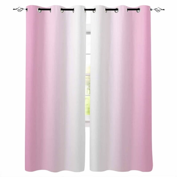 Fsddascl Pink Ombre Blackout Curtains for Bedroom/Living Room, Thermal Insulated Kitchen Curtains, Pink White Gradient Modern Abstract Art Grommet Darkening Window Treatment Drapes 52"x96"x2