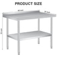 thumbnail image 3 of Bingirl 48 x 24 Inches Commercial Heavy - Duty Stainless Steel Prep Table with Backsplash and Adjustable Under Shelf for Kitchen and Restaurant Business, 3 of 6