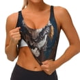 thumbnail image 3 of Fotbe Oil Painting Tribal Wolf Sujetador Deportivo Largo sin Aros para Mujer con Almohadillas y Soporte Medio, Transpirable y Absorbente, Camiseta Tipo Chaleco o Tank Top-Medium, 3 of 8