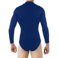 thumbnail image 2 of Doomiva Men's Long Sleeve Bodysuit Leotard Tops Press Button Crotch Shirt Romper Pajamas Royal Blue 3XL, 2 of 7