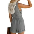 thumbnail image 7 of Fsqjgq Jumpsuits for Women Summer Rompers Bodysuit Womens Casual Summer Outfits Casual V Neck Bow Pocket Sleeveless Shorts Wide Shorts Jumpsuits Rompers Bib Overalls Jumpsuits Summer 2 Piece Outfi, 7 of 7