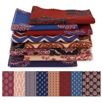 Soimoi 8 Pc Fat Quarter Bundle,Asian Block Prink AjrakhPrint 18"x 22"DIY Patchwork-100% CottonPre-Cut Quilting Fabric Red, Blue Black