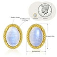 thumbnail image 3 of JQUEEN Women's Turquoise/Iridescent Drusy/Moonstone/Oyster Turquoise Stud Earrings, 14K Gold Plated Beaded Oval Ear Studs, 3 of 5