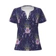 thumbnail image 2 of Uemuo Lavender Flowers Drawing Women's Deep V-Neck Low Cut Tops - Casual Loose Fit with Stainless Steel Loop, Soft, Breathable, Perfect for Office, Travel, and Daily Wear-Small, 2 of 5