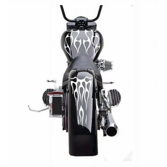 Furulu Motorcycle Flame Sticker For Gas Tank Fender Decals Vinyl black Waterproof 1Set