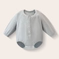 thumbnail image 2 of Ulanda Baby Boy Button Down Shirt Newborn Solid Color Long Sleeve Romper Bodysuit (Grey, 0-3 Months), 2 of 9