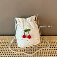 thumbnail image 4 of Cherry Canvas Bucket Bag, Women's Fashion Crossbody Bag With Drawstring Closure, 4 of 6