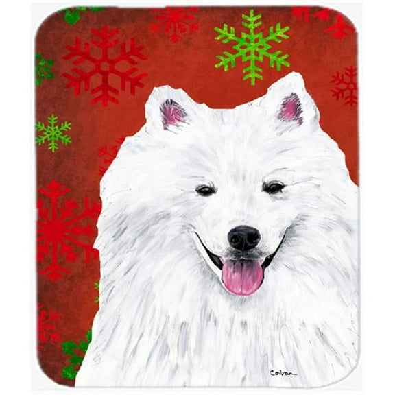 American Eskimo Red And Green Snowflakes Christmas Mouse Pad, Hot Pad Or Trivet