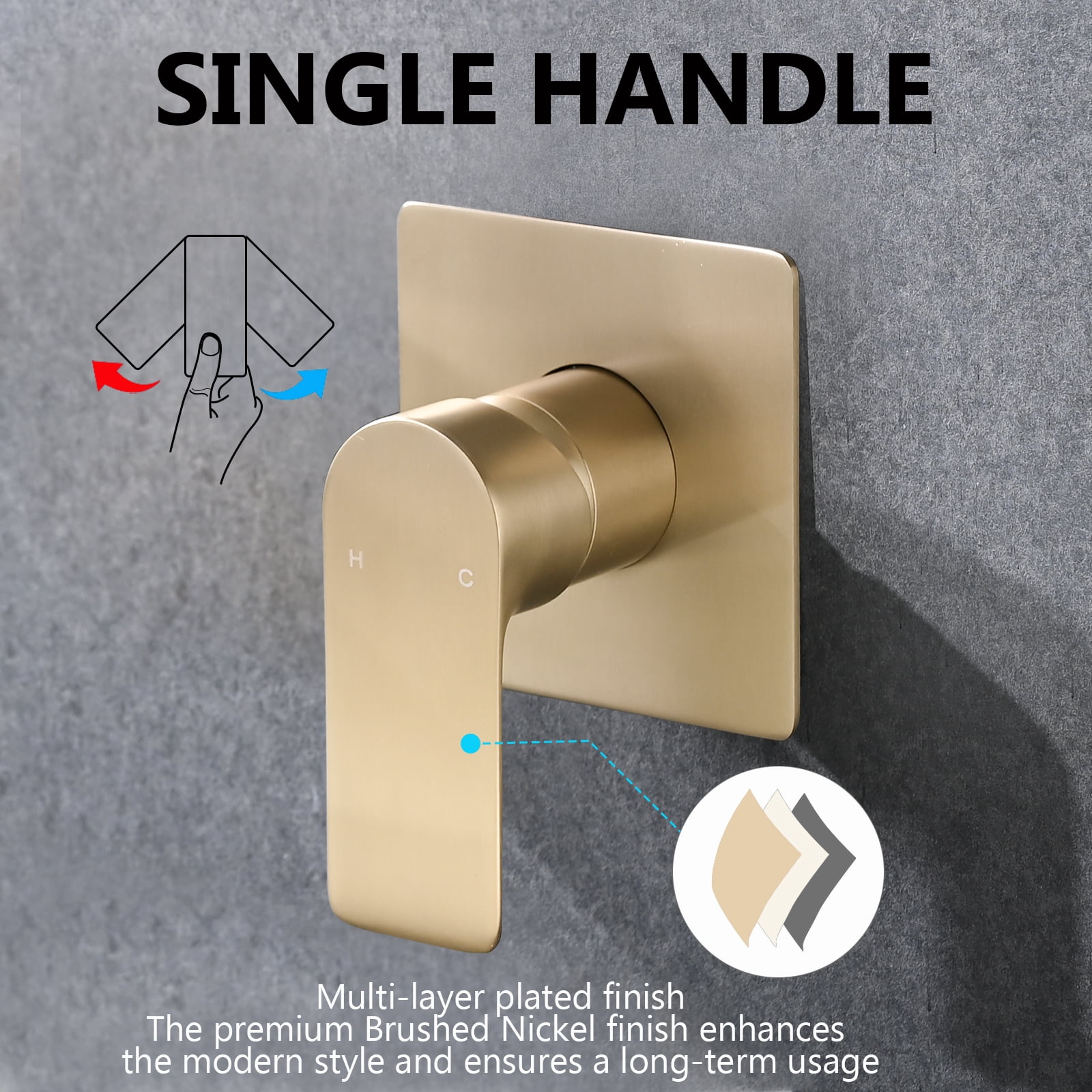 Cerypsa Wall Mount Waterfall Bathtub Faucet, Single Handle Bathroom Sink Faucet,Brushes Gold