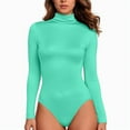 thumbnail image 3 of Youmylove Women Bodysuits Women's Turtleneck Long Sleeve Bodysuits For Women Ribbed Body Suit Shirts Solid Color Slim Fit Body Shaping Underwear Trendy Bodysuits Tops, 3 of 6