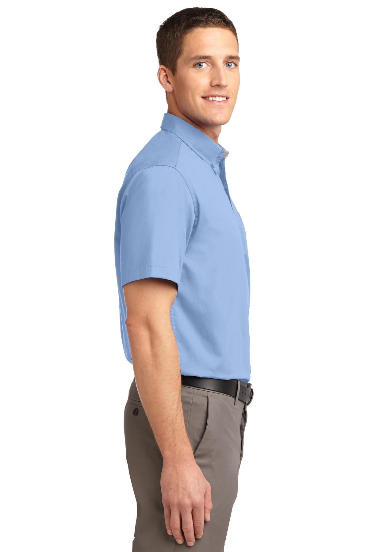White/Lt Stone Port Authority Short Sleeve Easy Care Shirt
