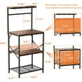 thumbnail image 2 of Kitchen Bakers Rack with Storage Shelves, Small Coffee Bar Cart with 8 Hooks, 4 Tiers Microwave Stand Station with Adjustable Shelves, Freestanding Kitchen Appliance Organizer, Rustic Brown, 2 of 9