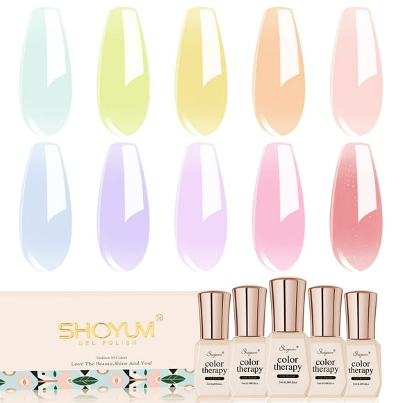 Juego de esmaltes de uñas en gel SHOYUM, 10 unidades, colores pastel