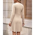 thumbnail image 2 of NJWS Women Long Sleeve V Neck Sweater Dress Knee Length A Line Ribbed Button Dresses Winter Fall Casual Wedding Guest Dress, 2 of 5