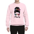 thumbnail image 3 of Wild Bobby, Mom Life Messy Hair Bun | Tie Dye Leopard Print Bandana | Funny Mother's Day Mother's Day Unisex Crewneck Sweatshirt, Light Pink, M, 3 of 5