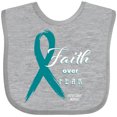 thumbnail image 3 of Inktastic Faith Over Fear Ovarian Cancer Awareness with Teal Ribbon Boys or Girls Baby Bib, 3 of 4