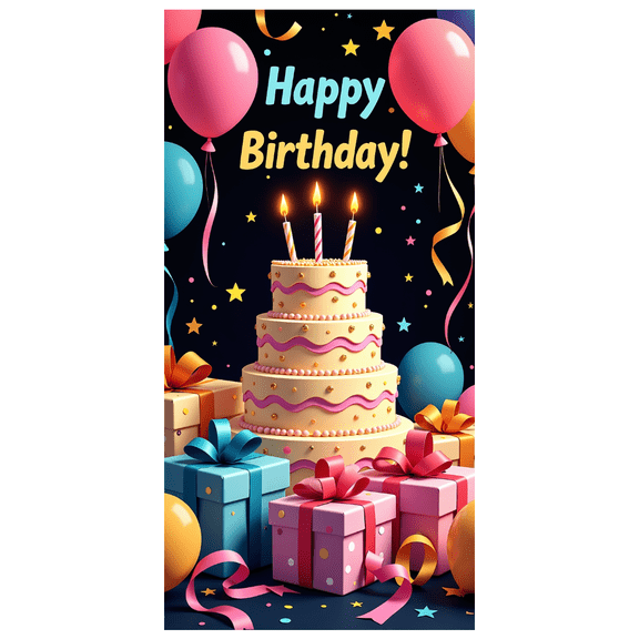 LUUFILx Happy Birthday Party Backdrop Banner Cake Balloon Decoration Photography Props Background Celebration Supplies