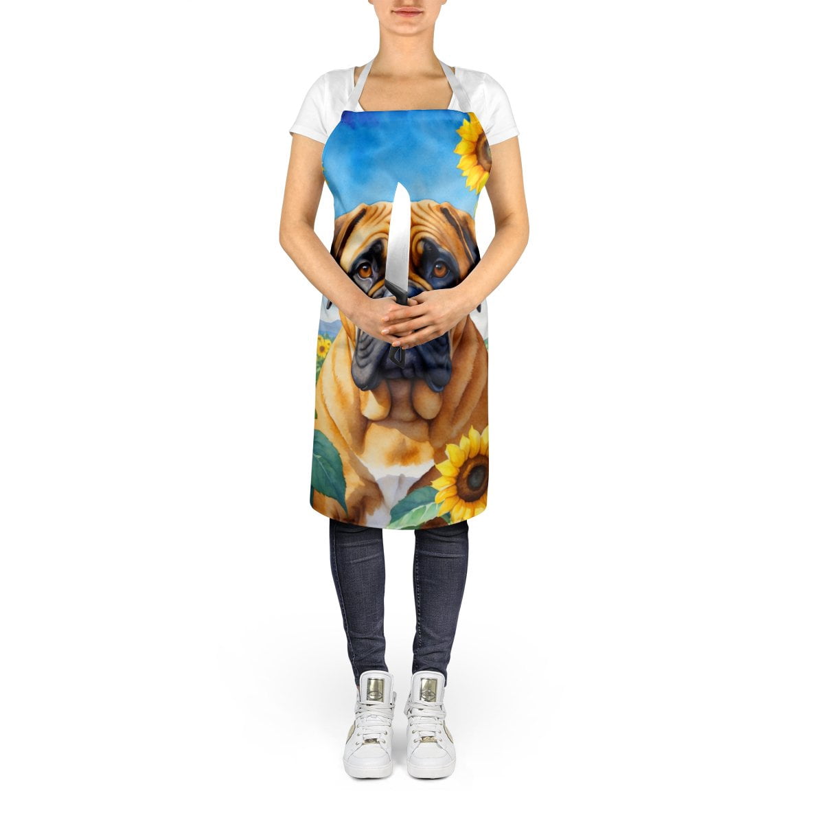 Bullmastiff in Sunflowers Apron 27 in x 30 in