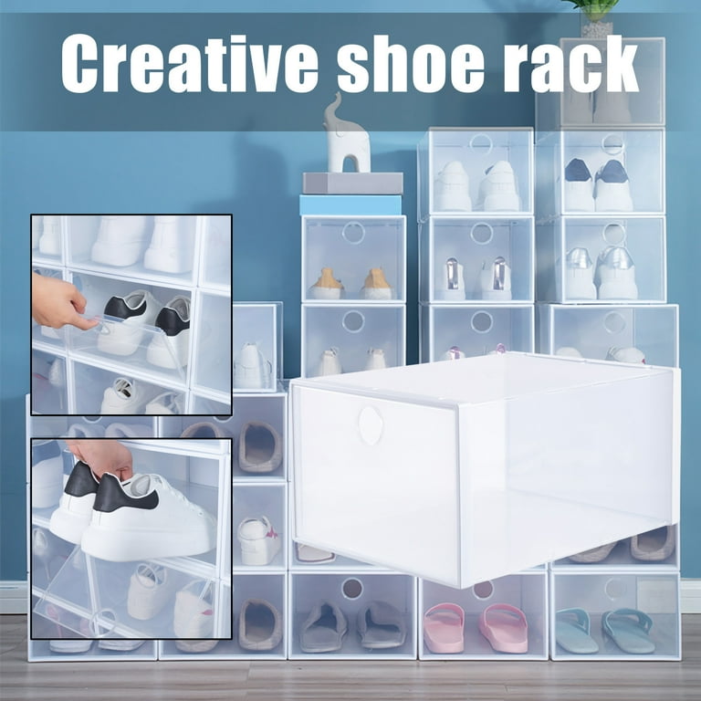 FETCOI Foldable Shoe Box Storage Plastic Transparent Case Stackable  Organizer Box 20Pcs