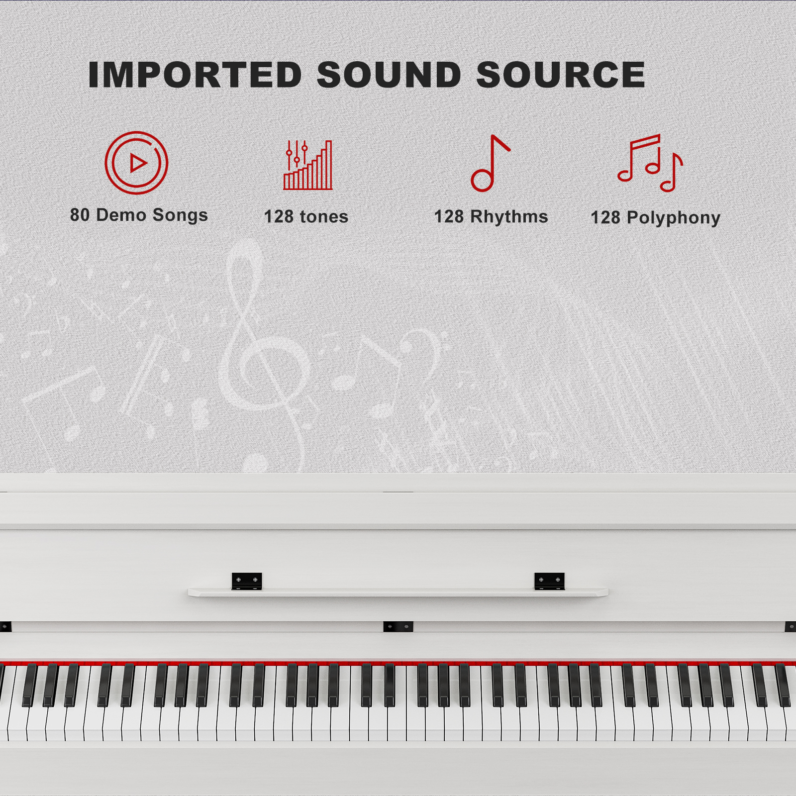 UMOMO 88 Weighted Key Digital Piano with Duet Piano Bench, Beginner Keyboard Piano Full Size Heavy Hammer Weighted Action Electric Piano Keyboard with USB MIDI, White