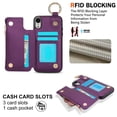 thumbnail image 3 of Allytechgroup iPhone XS Max Wallet Case, RFID Blocking Zipper Pocket Ring Holder Kickstand Bumper Shockproof Portable Durable Phone Case for Apple iPhone XS Max, Darkpurple, 3 of 8