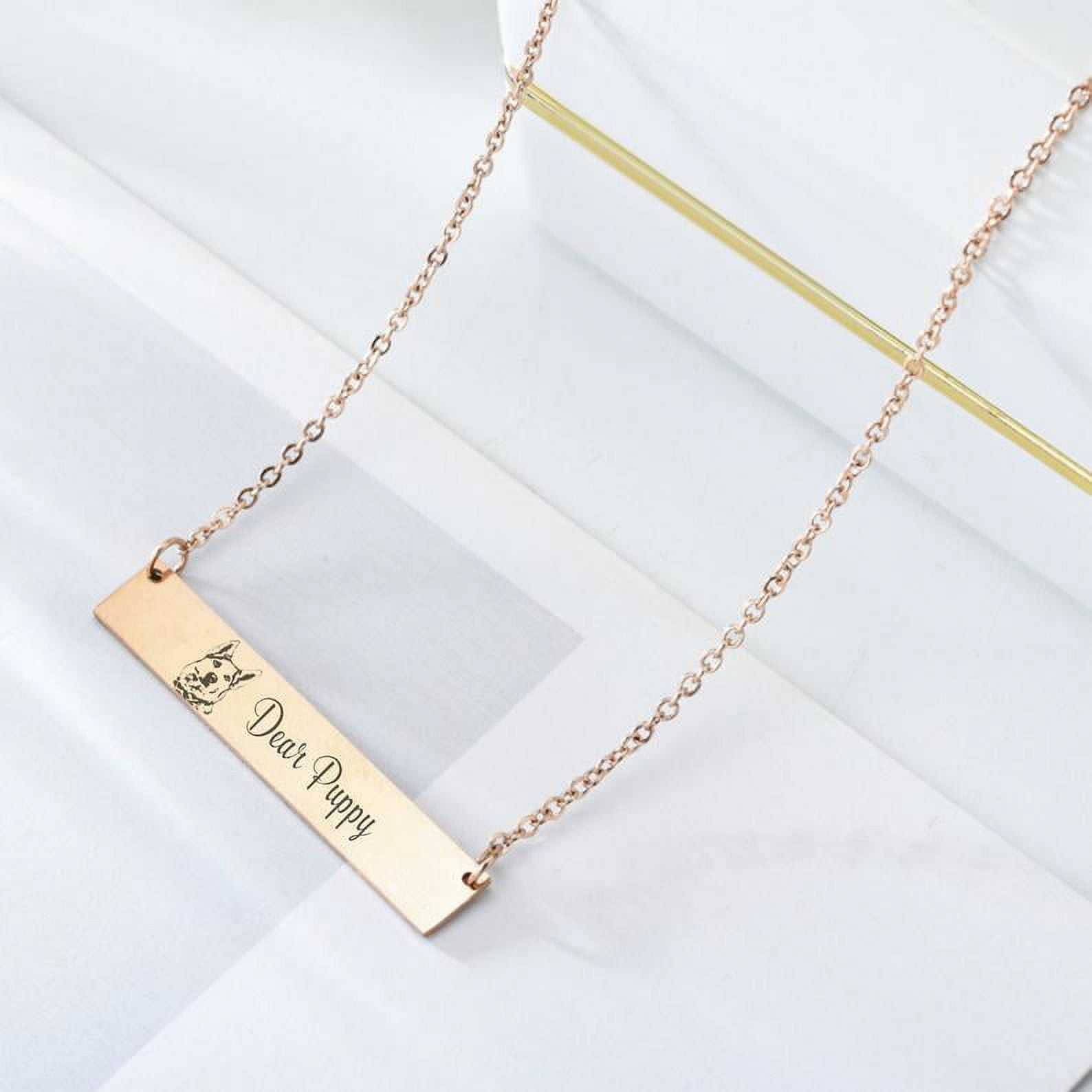 KFFKFF Stainless Steel Bar Necklace Pet Portrait Bar Necklace