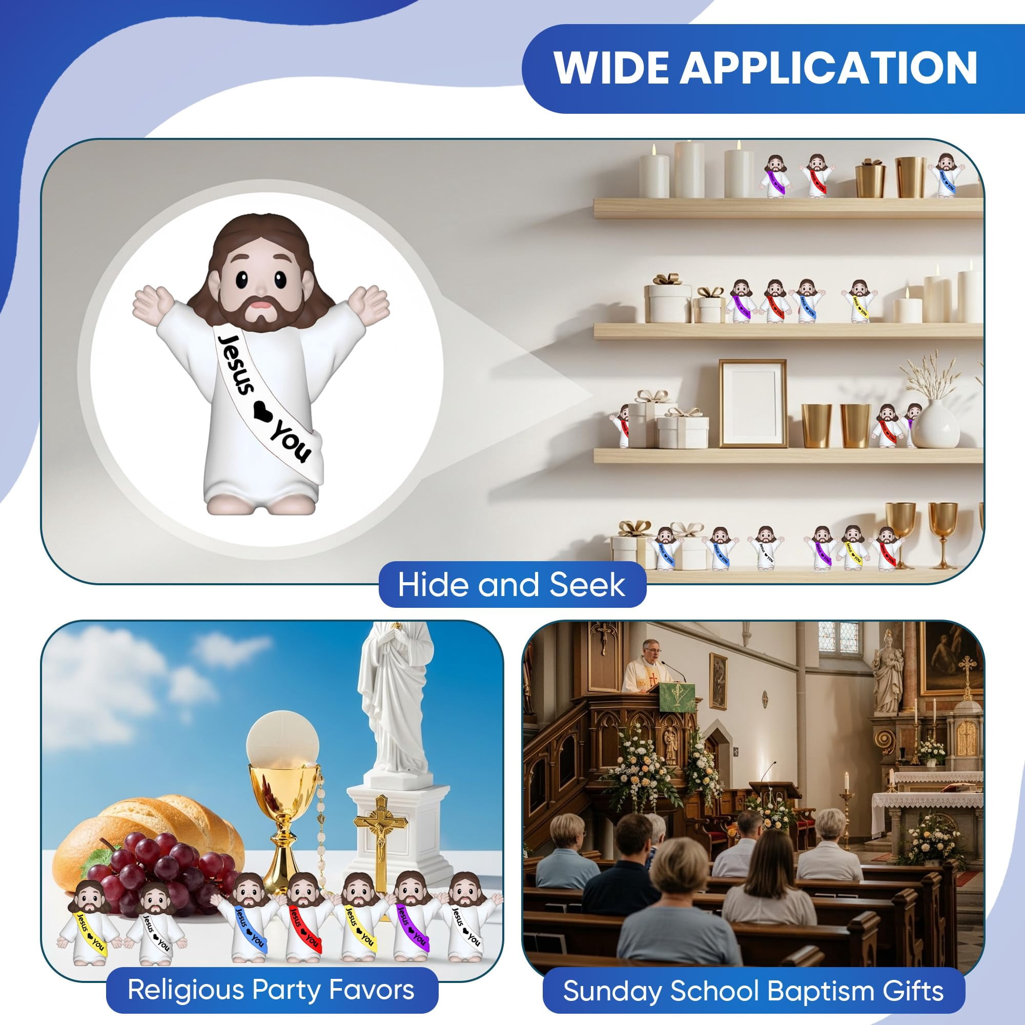 Jesus Loves You Figures 100 Pack – Multicolor Mini Jesus Figurines in Bulk, Little Jesus Figures for Easter, Church, and Religious Celebrations (Hand up)